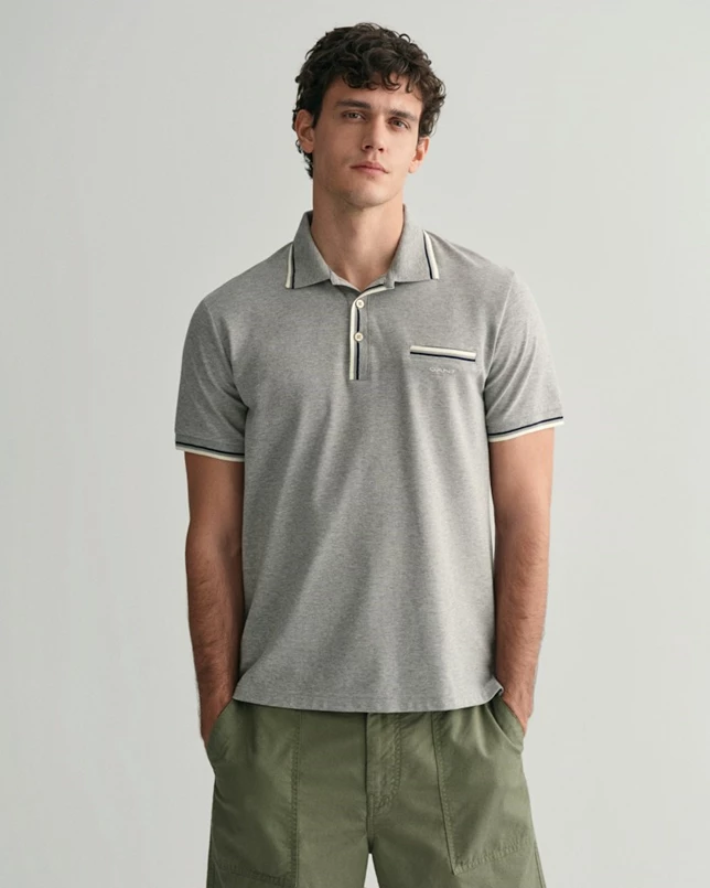 Piqué Poloshirt mit Randstreifen in 2 Farben